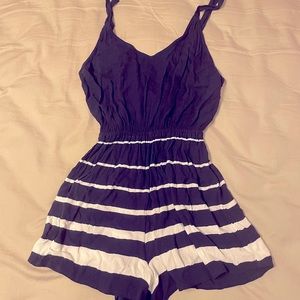 Navy and white romper